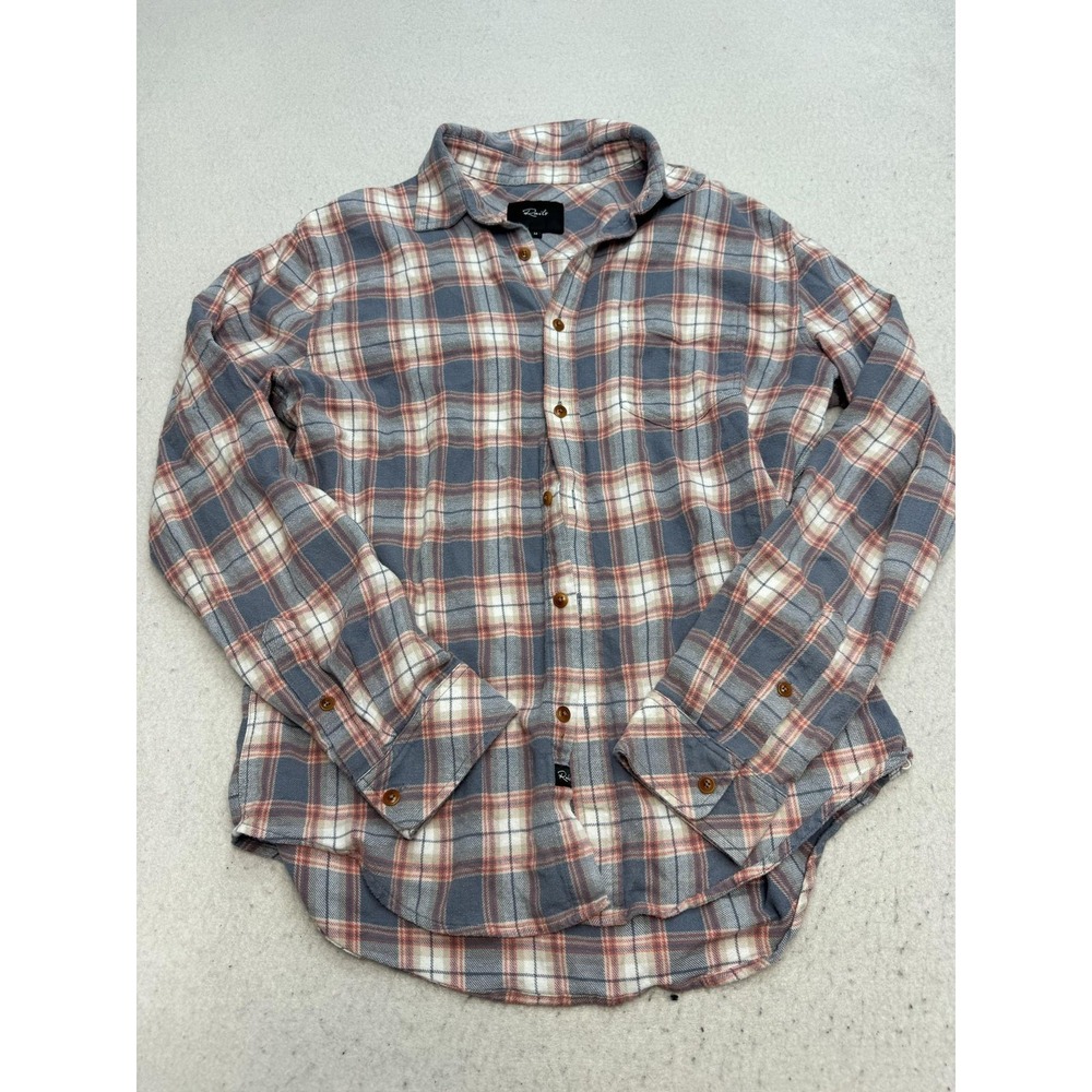 Rails Sussex Horizon Wheat Shirt Womens M Blue Flannel Button Front Long Sleeve